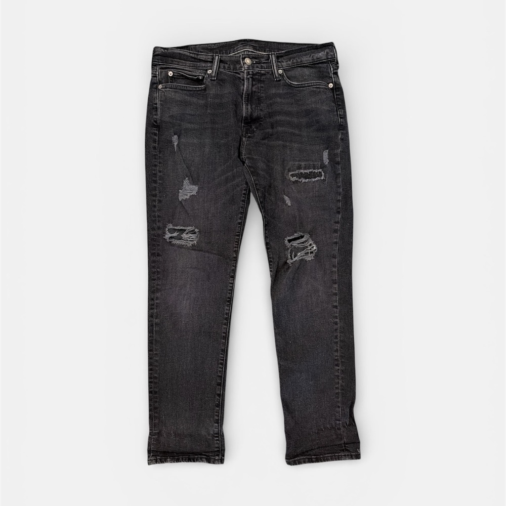 Abercrombie & Fitch Black Distressed 32x30 Athletic Skinny Stretch Jeans